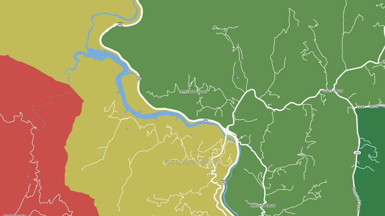 Panther Creek, NC Map of Murder Rates