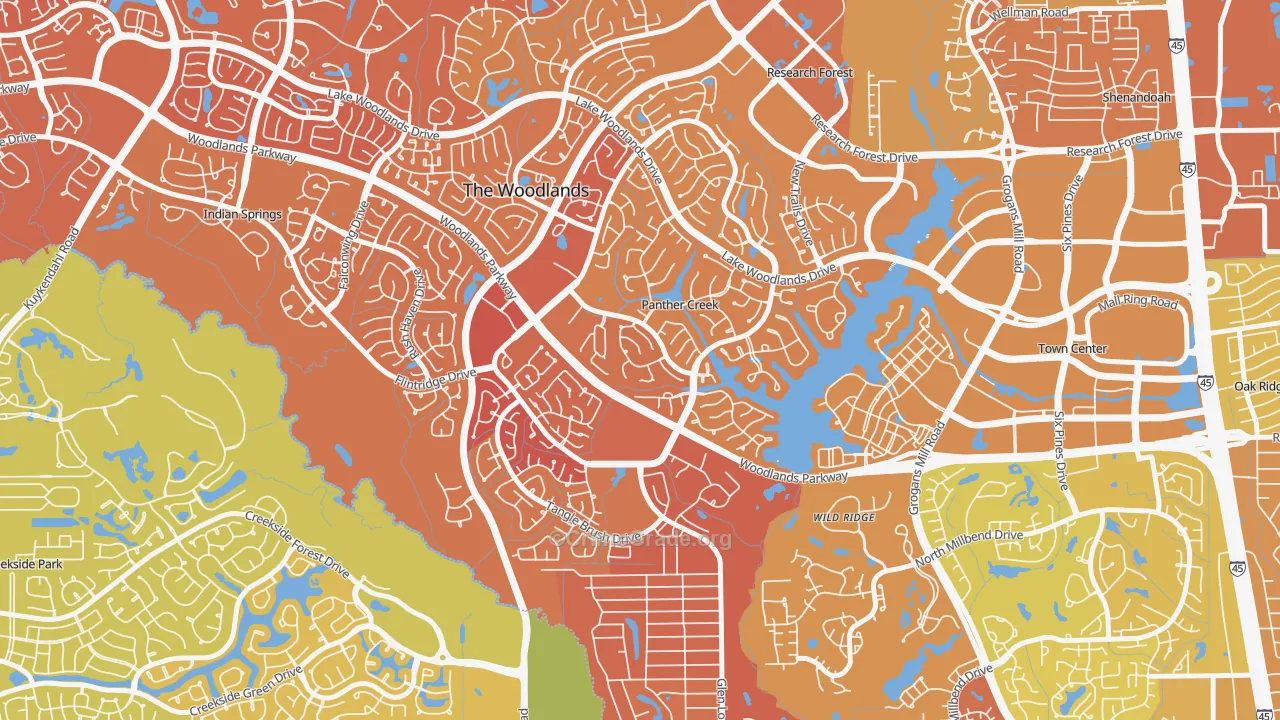 Panther Creek, The Woodlands, TX Map of Murder Rates