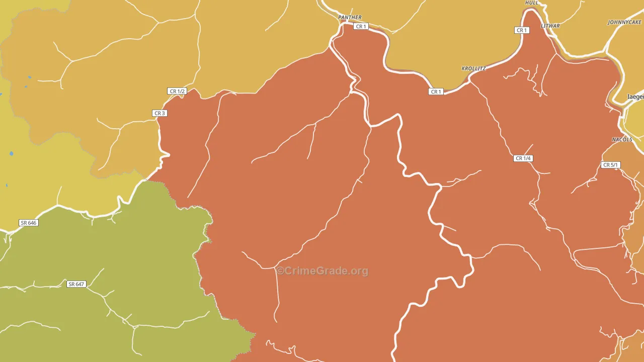 Panther, WV Map of Murder Rates