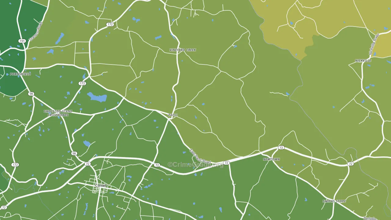 Paoli, GA Map of Murder Rates