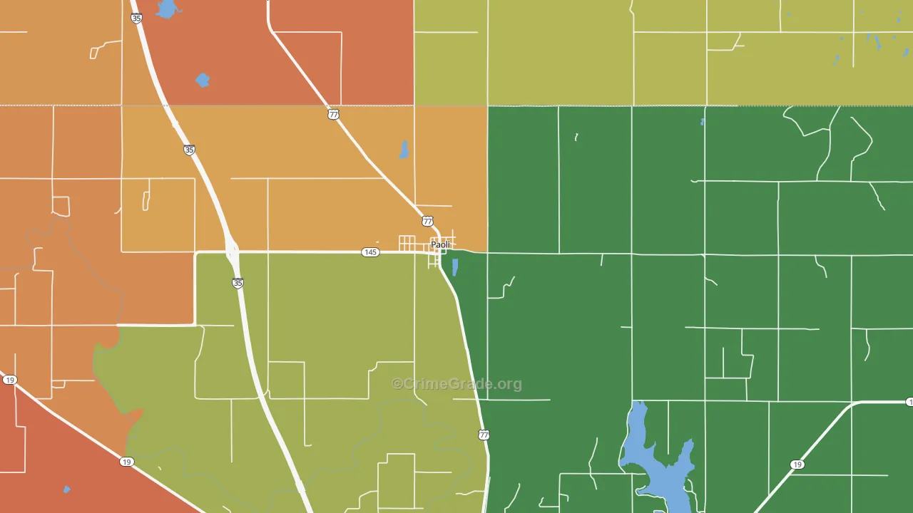 Paoli, OK Map of Murder Rates
