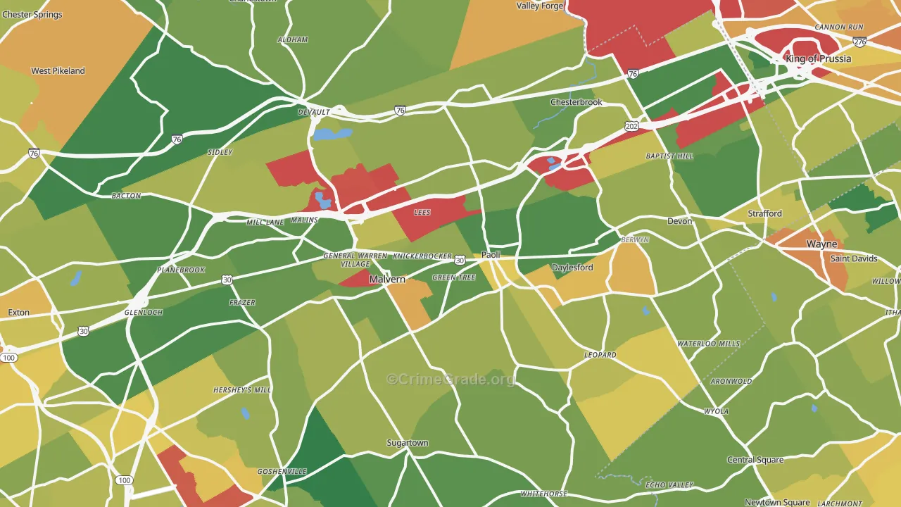 Paoli, PA Map of Murder Rates