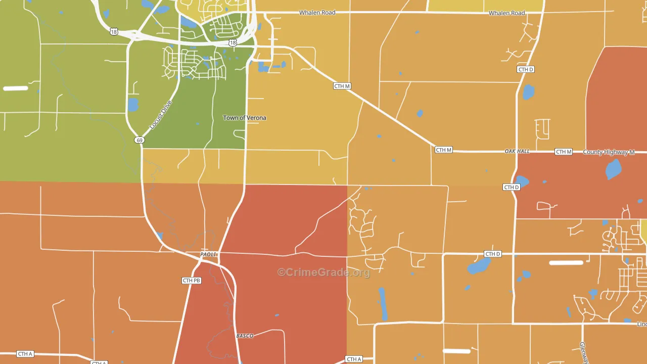 Paoli, WI Map of Murder Rates