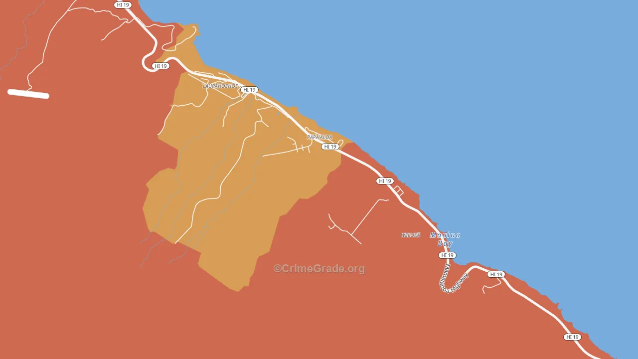 Papaaloa, HI Map of Murder Rates
