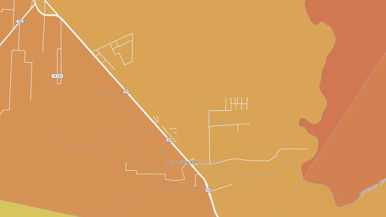 Papalote, TX Map of Murder Rates