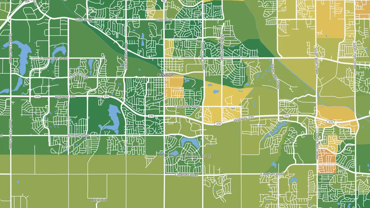 Papillion, NE Map of Murder Rates