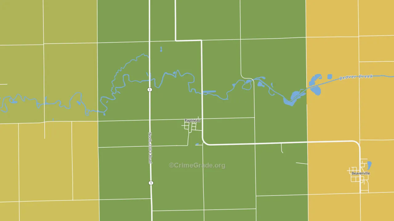 Papineau, IL Map of Murder Rates