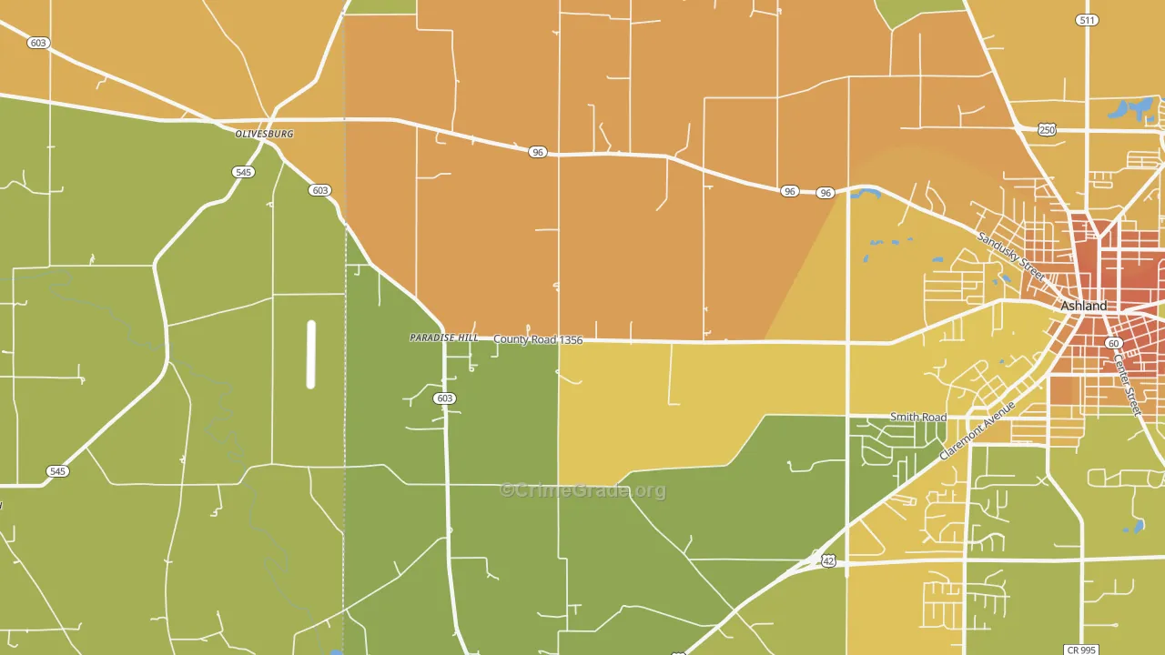 Paradise Hill, OH Map of Murder Rates