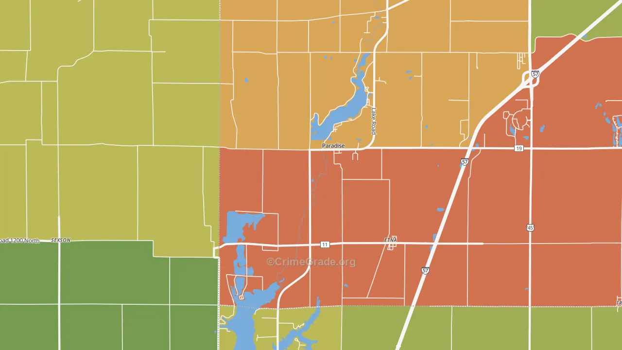 Paradise, IL Map of Murder Rates
