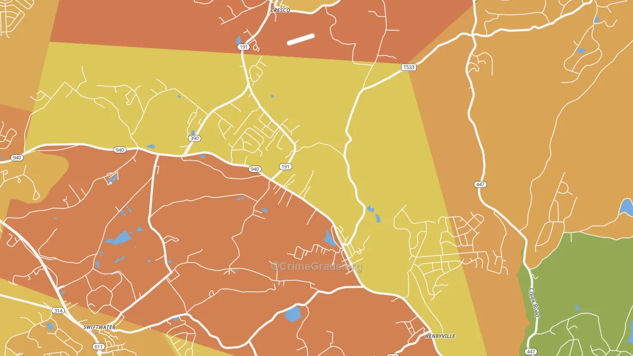 Paradise Valley, PA Map of Murder Rates
