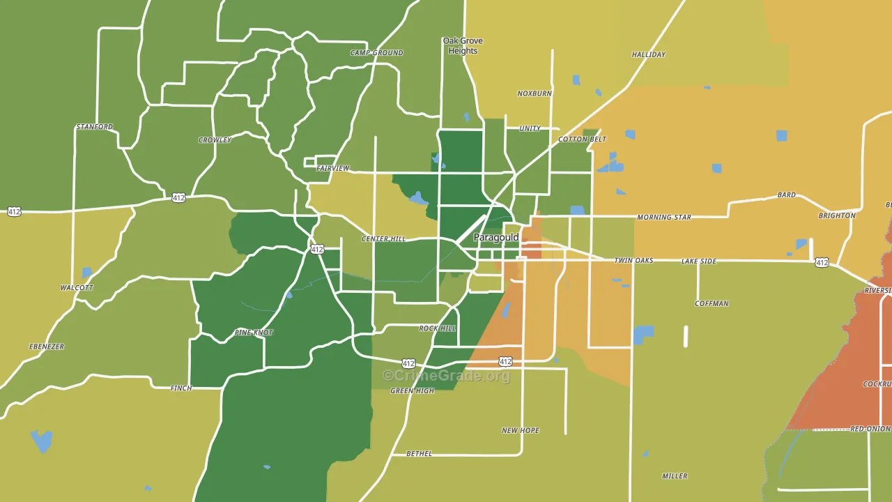 Paragould, AR Map of Murder Rates