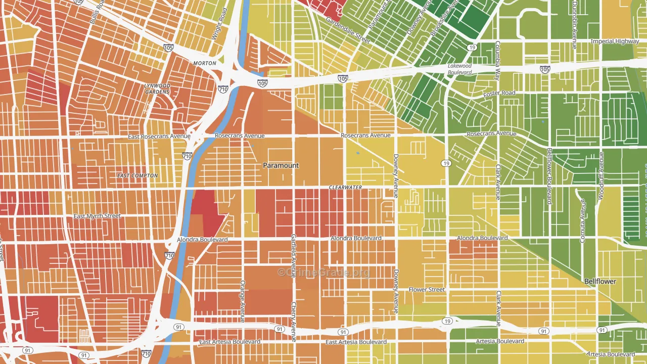 Paramount, CA Map of Murder Rates