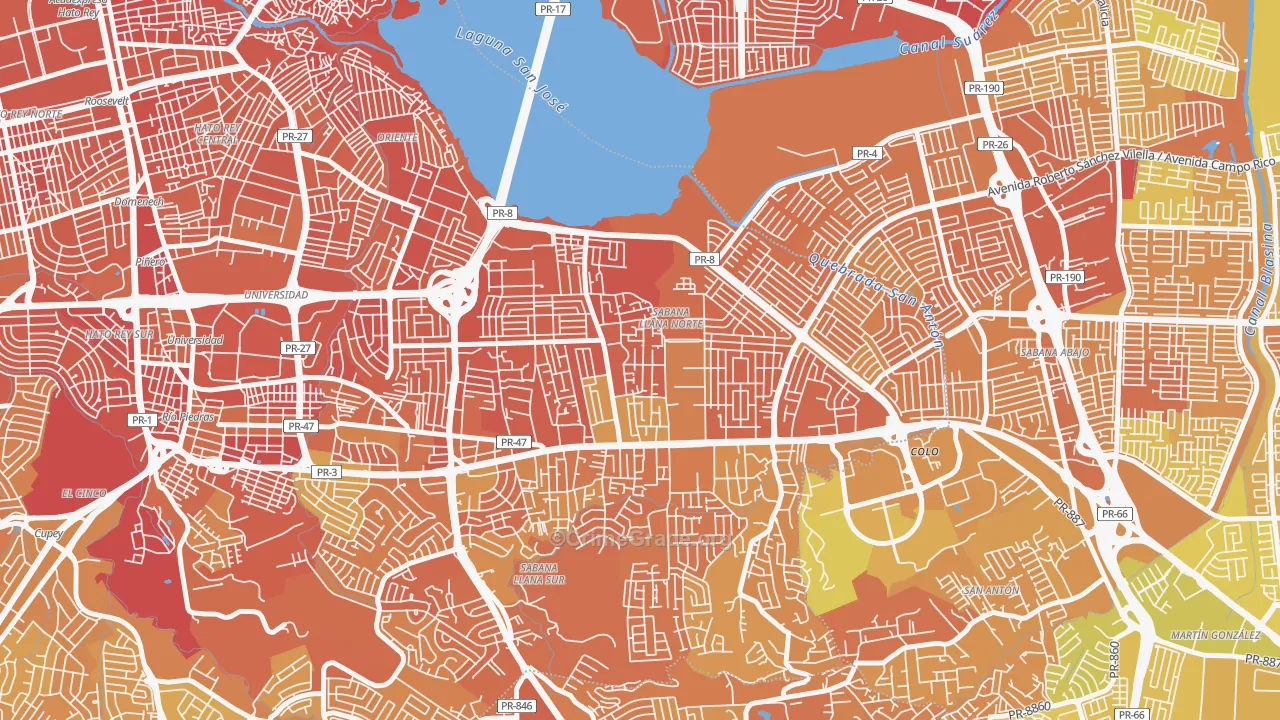 Parcelas Falu, San Juan, PR Map of Murder Rates