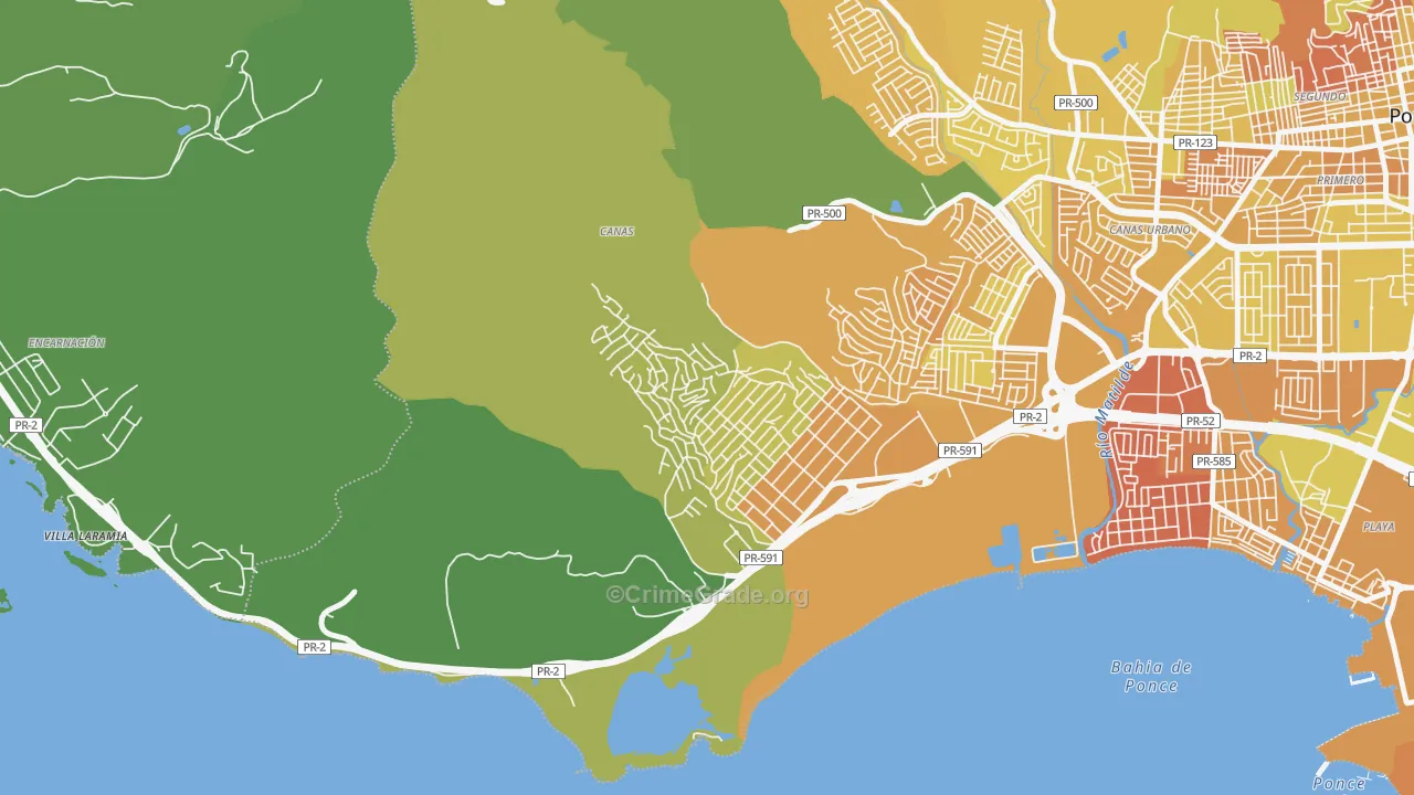 Parcelas Nueva Vida, Ponce, PR Map of Murder Rates