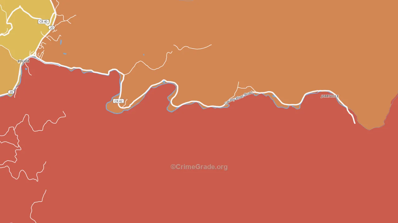 Parcoal, WV Map of Murder Rates