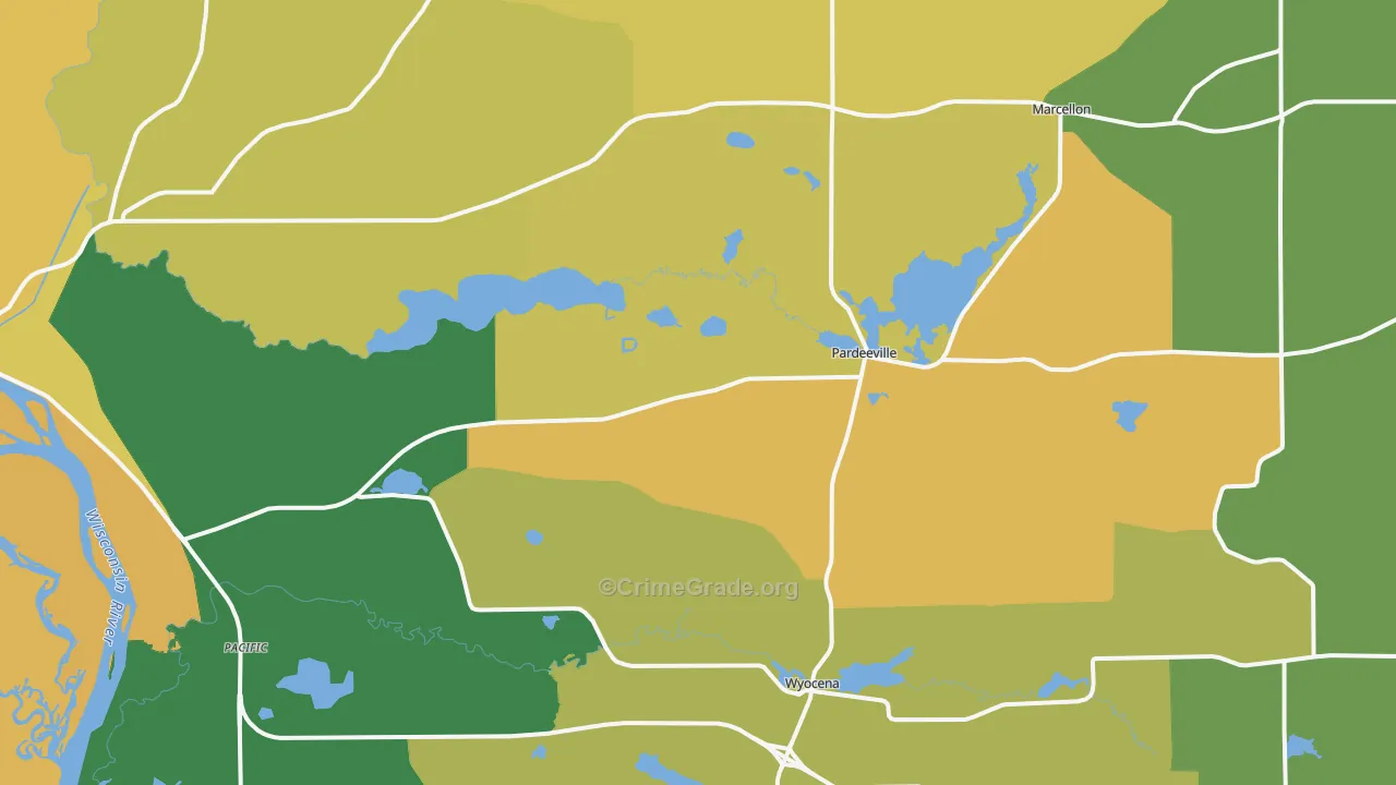 Pardeeville, WI Map of Murder Rates