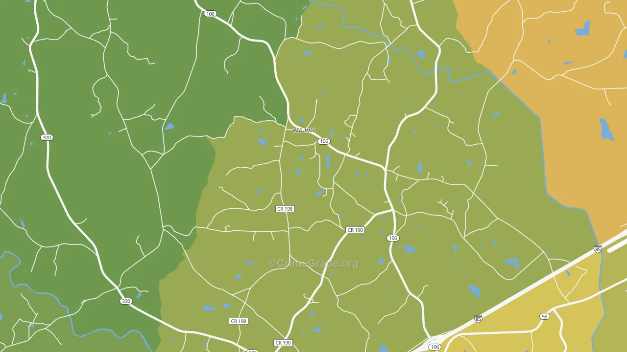 Parhams, GA Map of Murder Rates