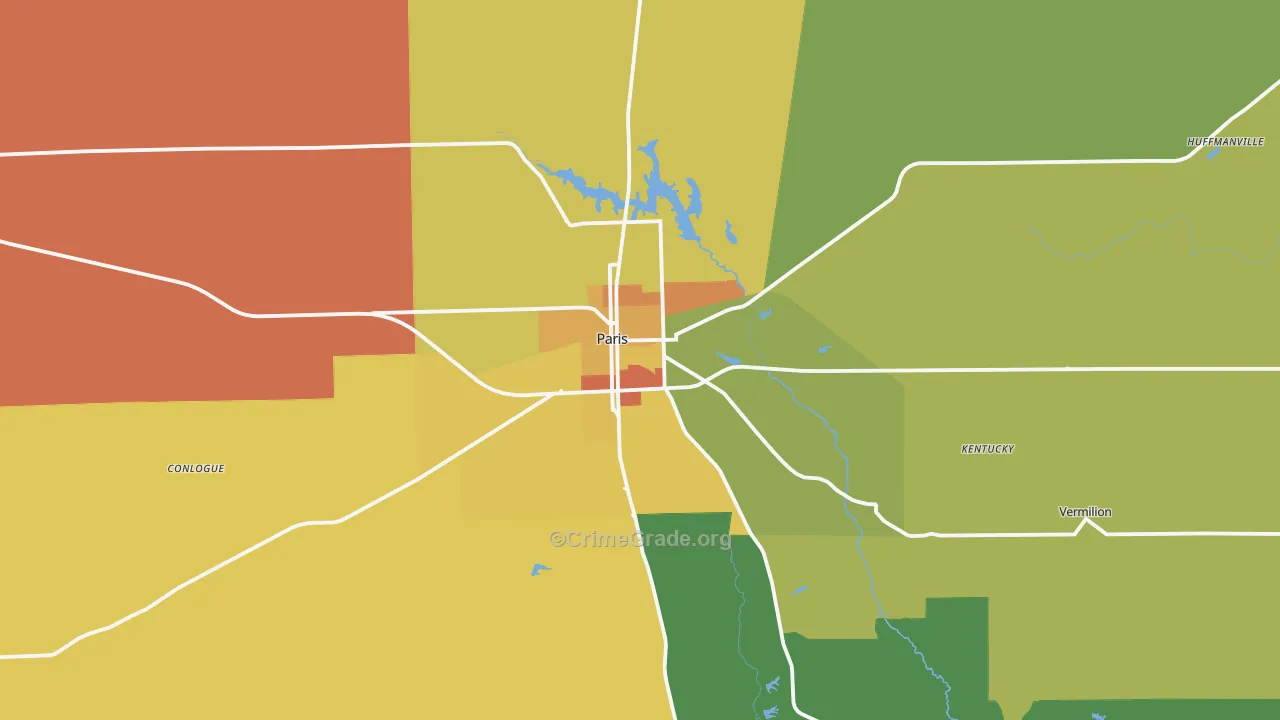 Paris, IL Map of Murder Rates