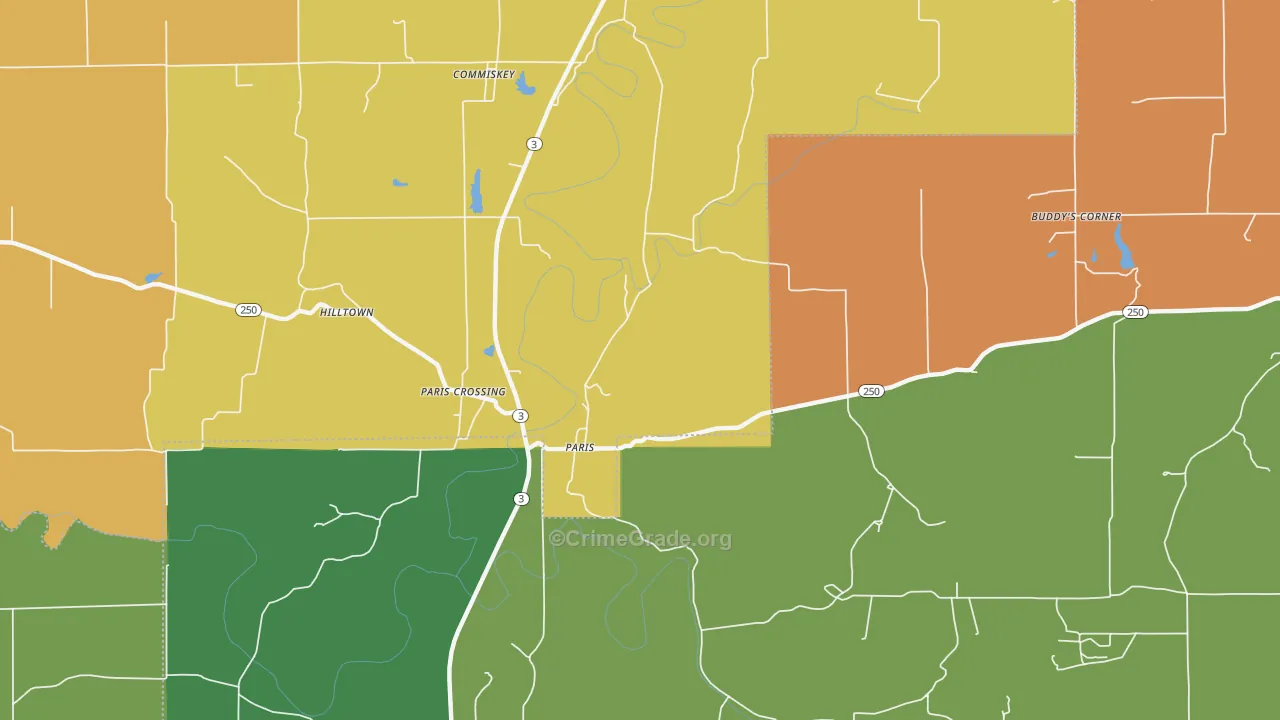 Paris, IN Map of Murder Rates
