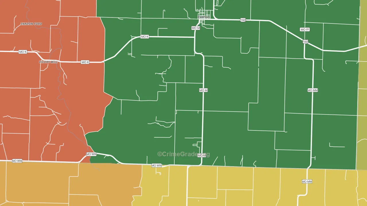 Paris Springs, MO Map of Murder Rates