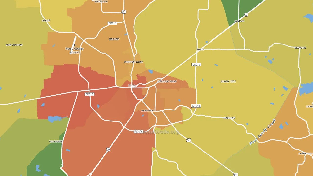 Paris, TN Map of Murder Rates