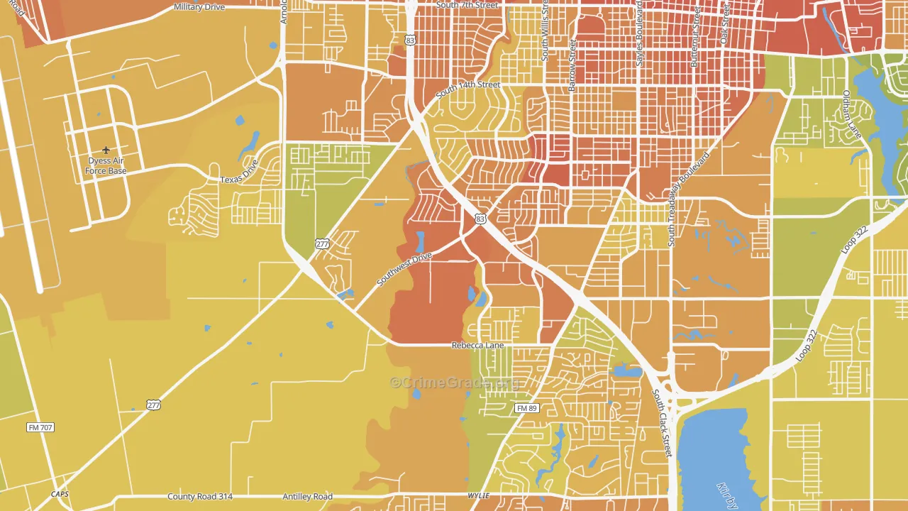Park Central Area, Abilene, TX Map of Murder Rates