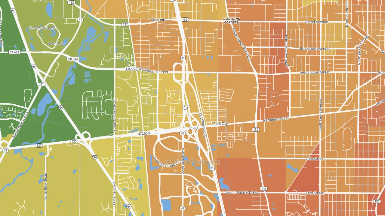 Park City, IL Map of Murder Rates
