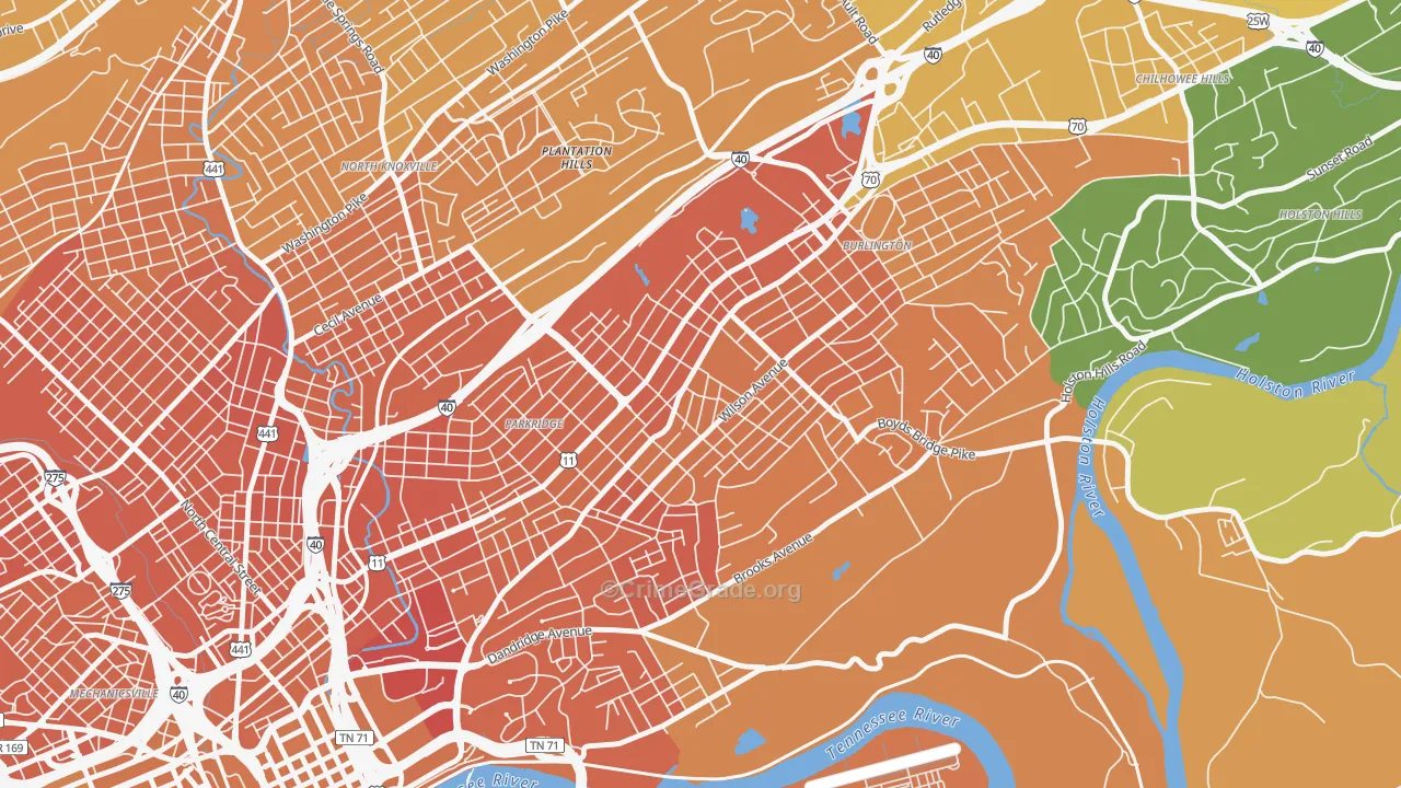 Park City, Knoxville, TN Map of Murder Rates