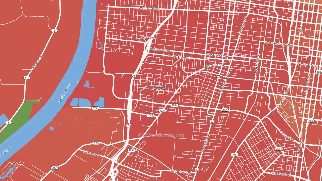 Park Duvalle, Louisville, KY Map of Murder Rates