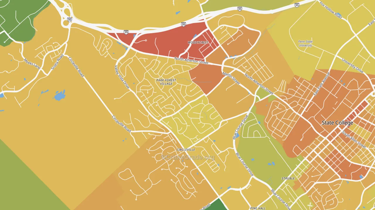 Park Forest Village, PA Map of Murder Rates