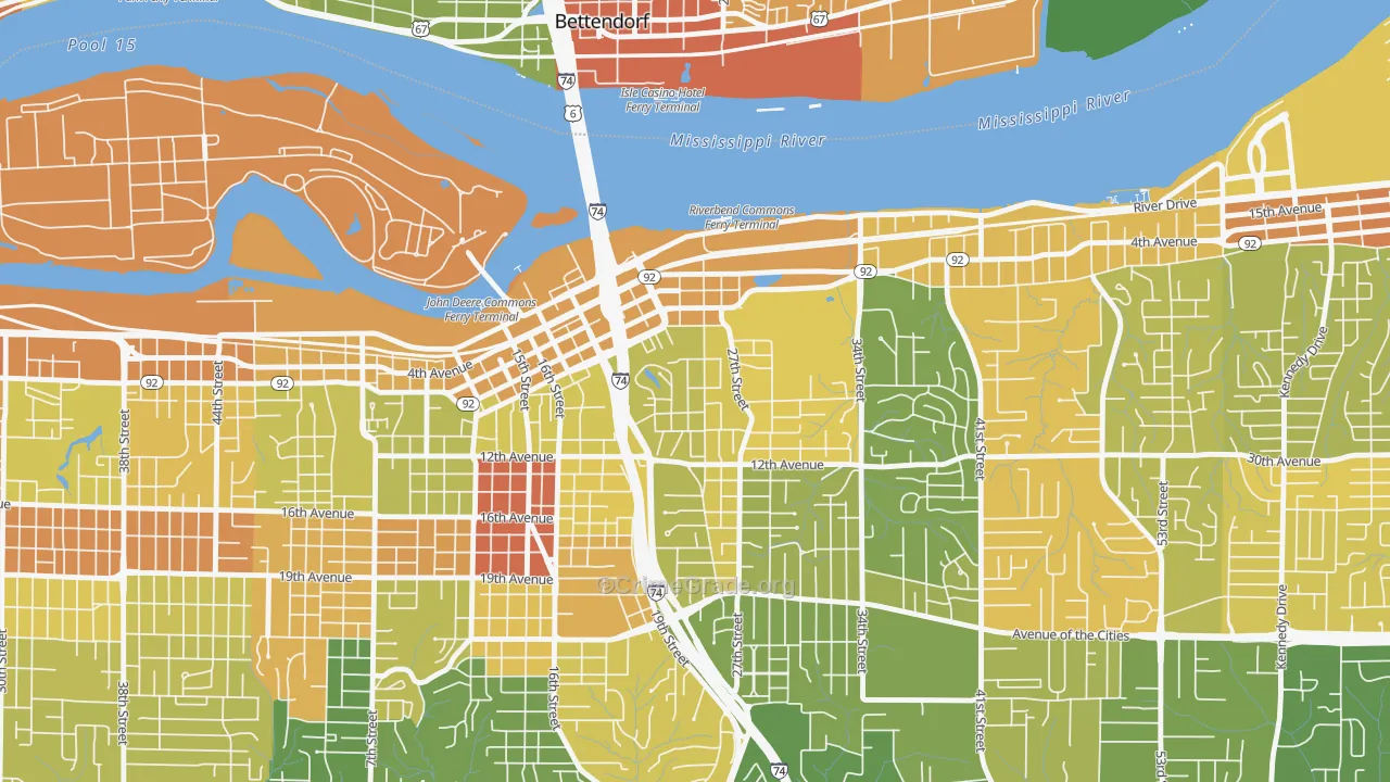 Park Hill, Moline, IL Map of Murder Rates