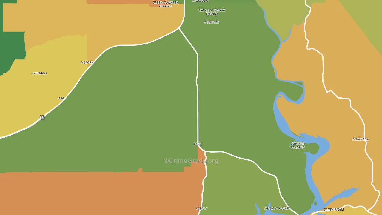 Park Hill, OK Map of Murder Rates