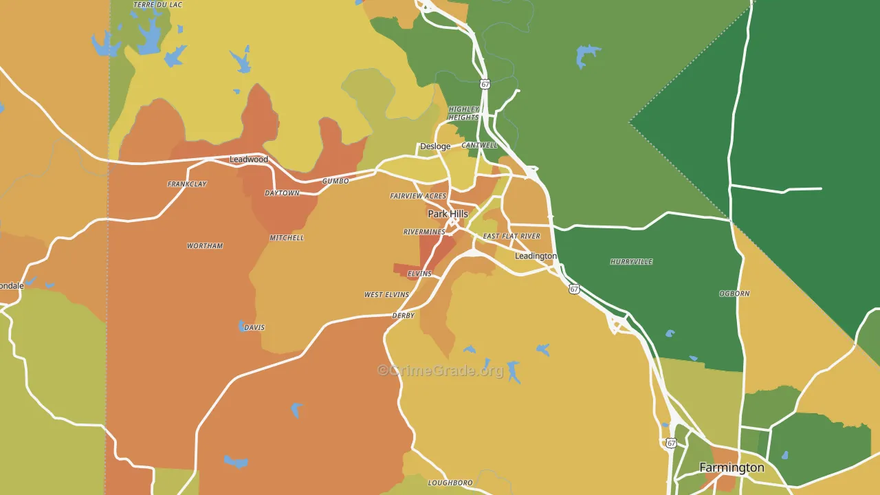 Park Hills, MO Map of Murder Rates