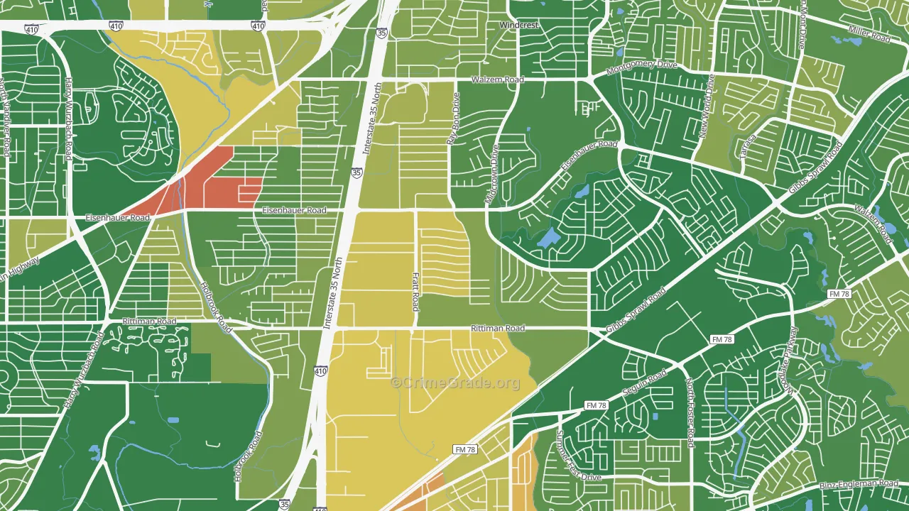 Park Village, San Antonio, TX Map of Murder Rates