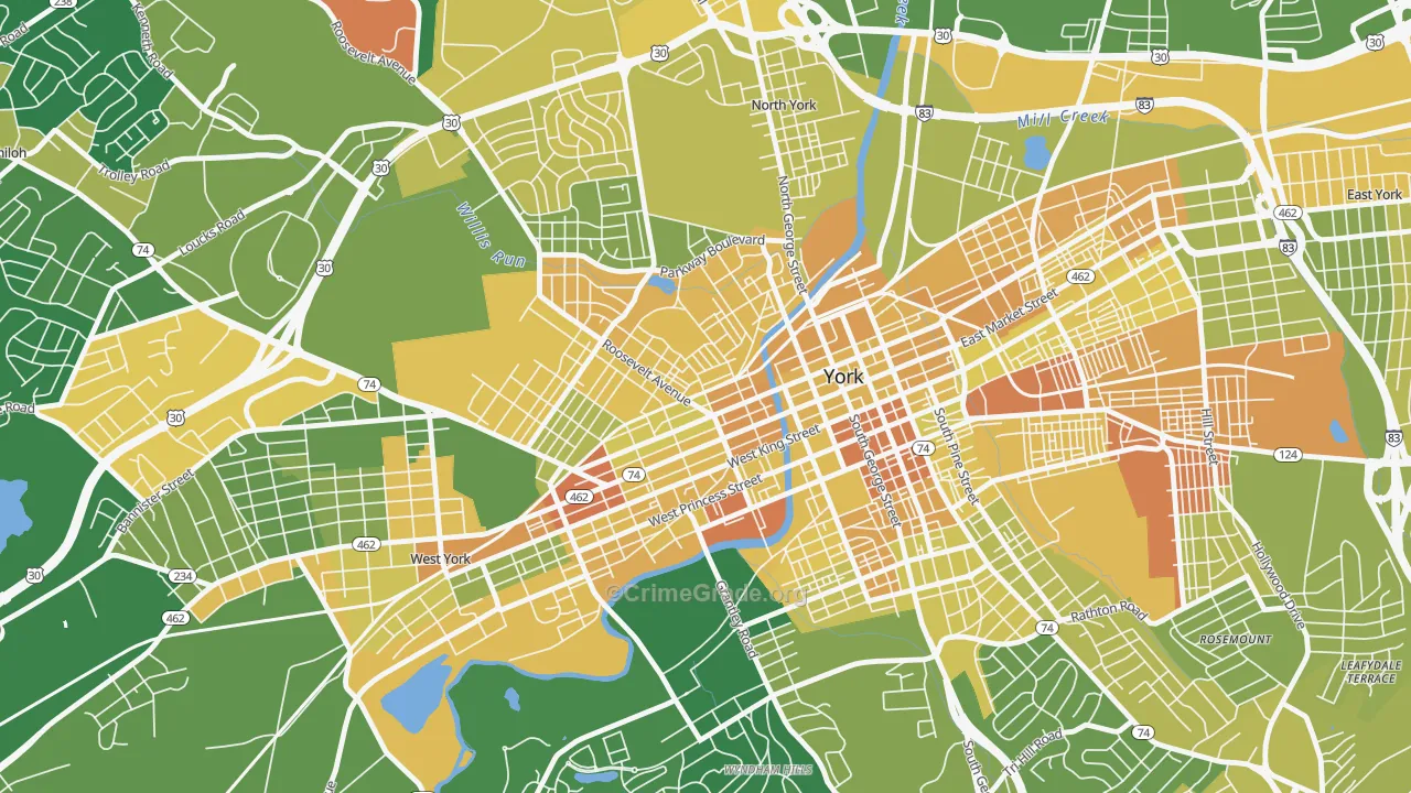 Park Village, York, PA Map of Murder Rates