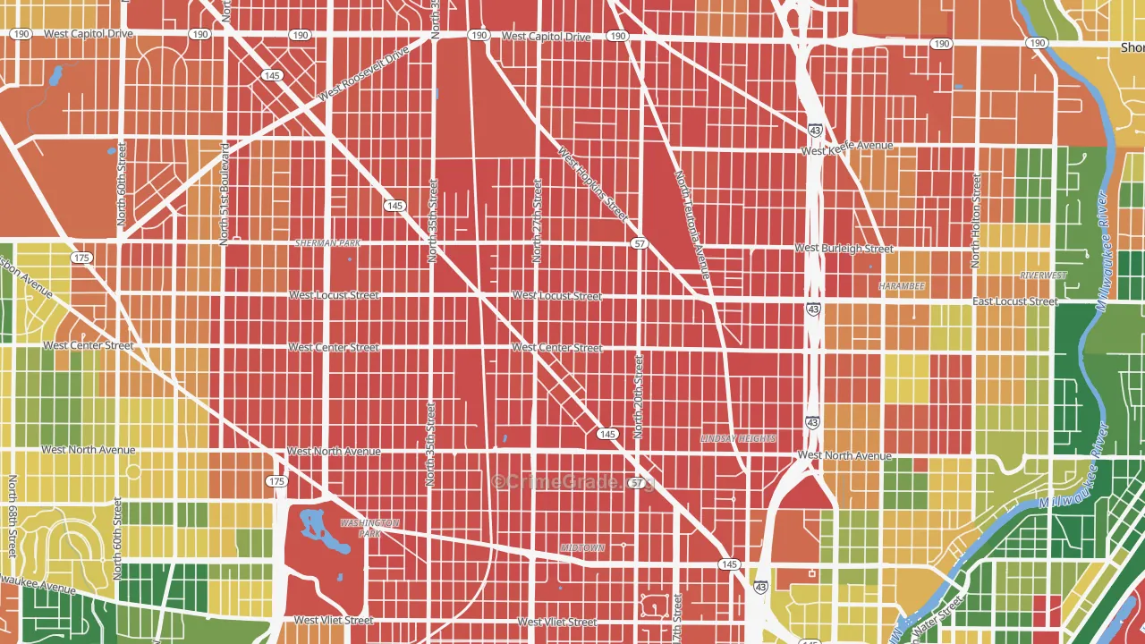 Park West, Milwaukee, WI Map of Murder Rates