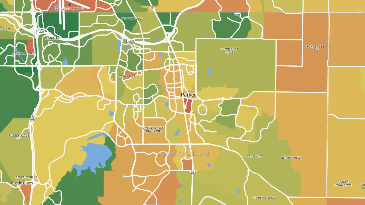Parker, CO Map of Murder Rates