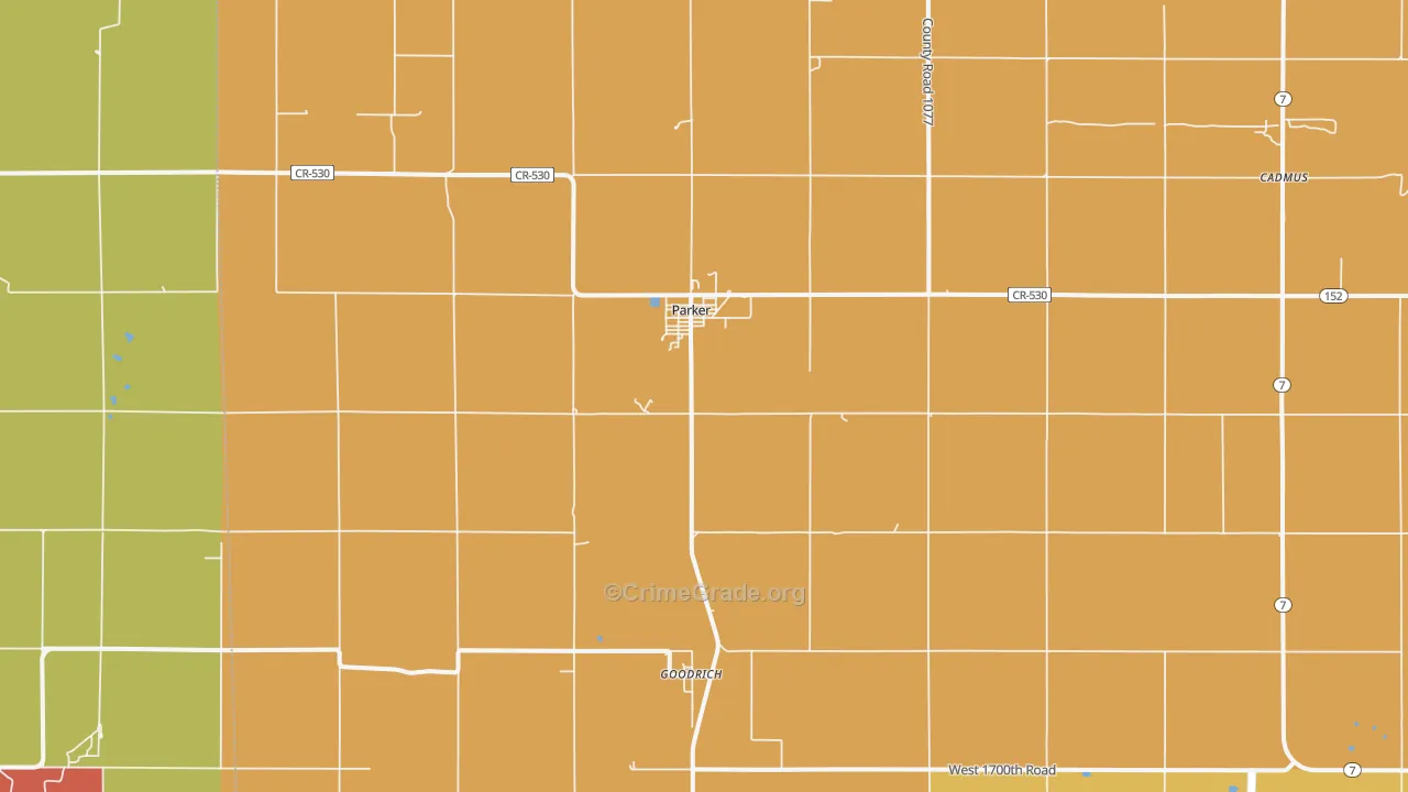 Parker, KS Map of Murder Rates