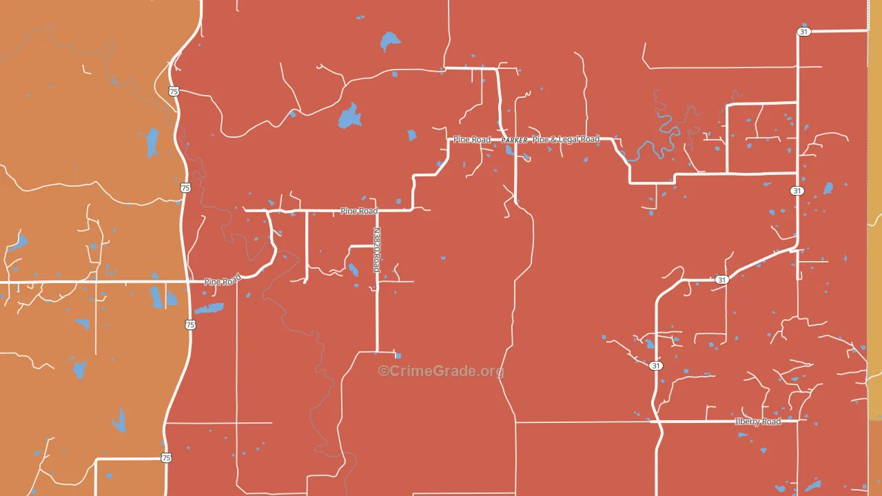 Parker, OK Map of Murder Rates