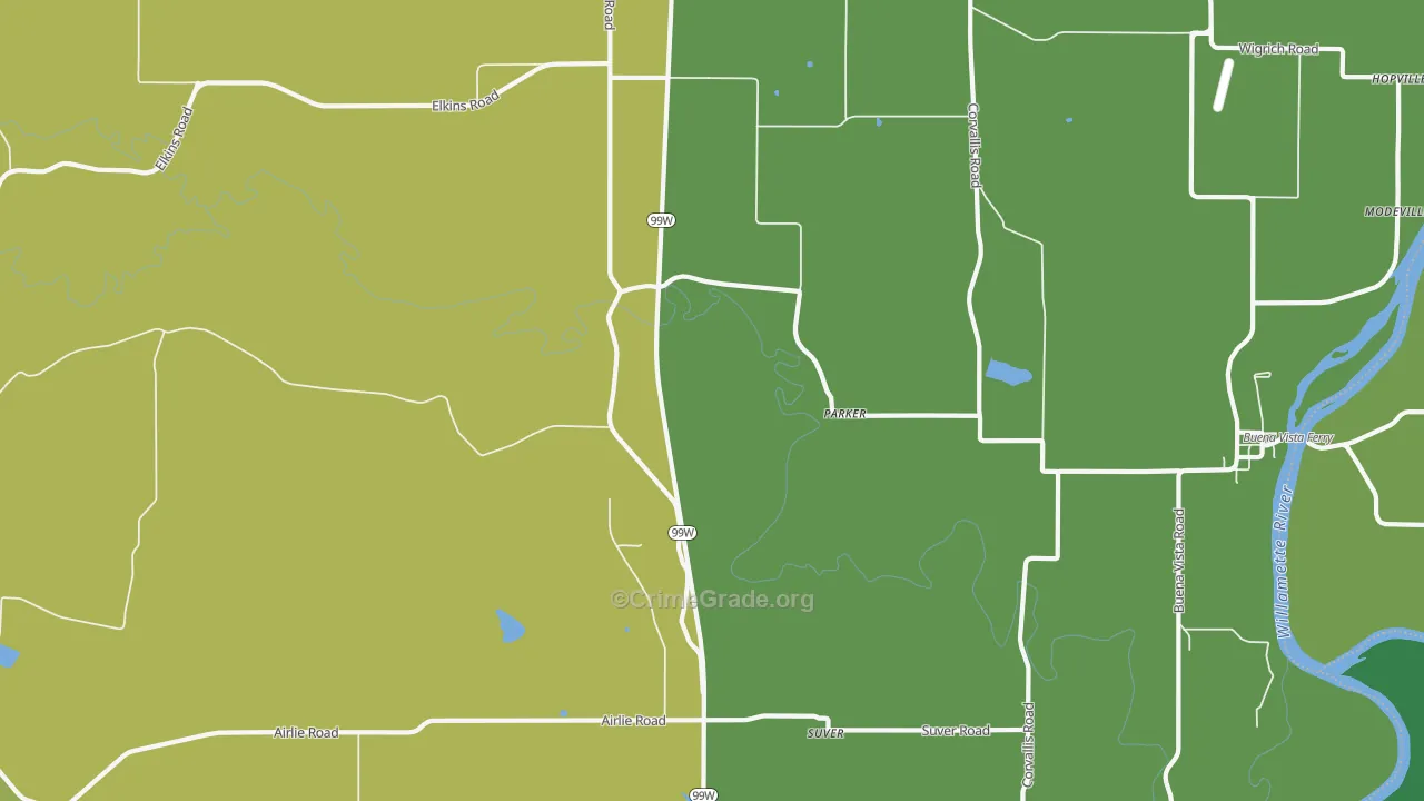 Parker, OR Map of Murder Rates
