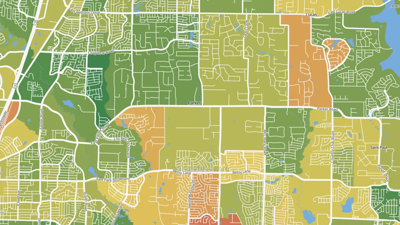 Parker, TX Map of Murder Rates