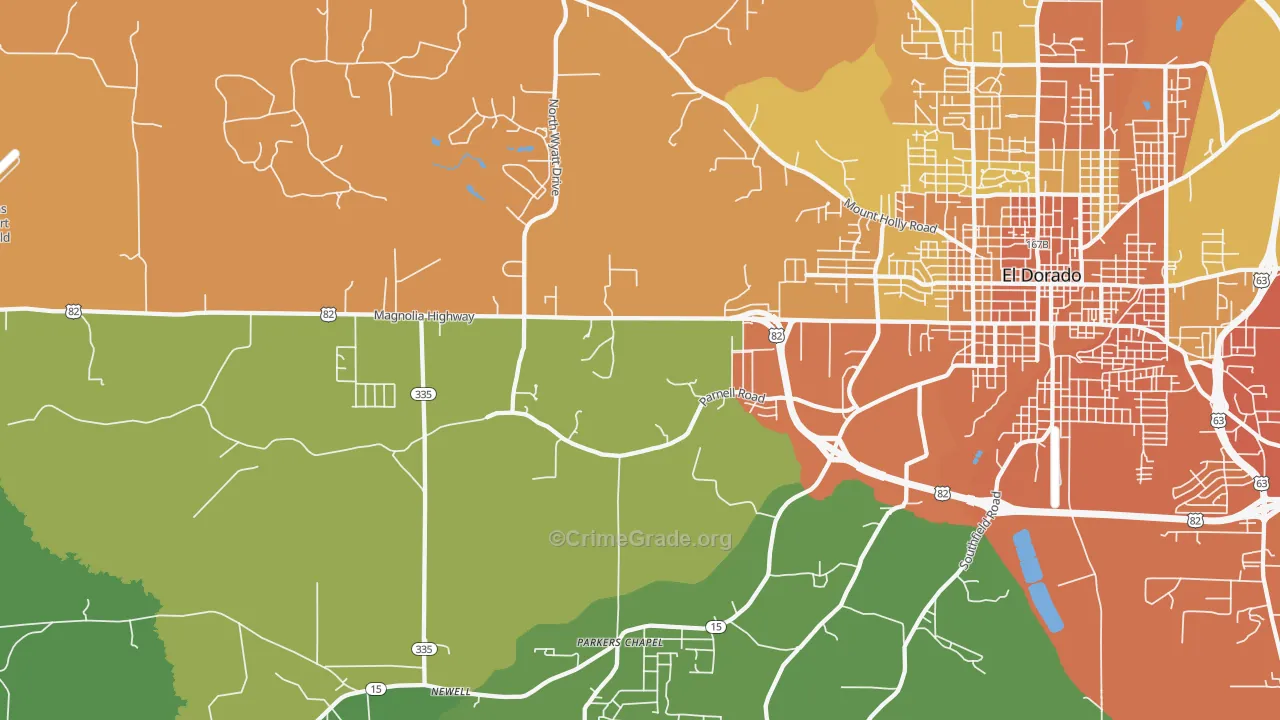 Parkers Chapel, AR Map of Murder Rates