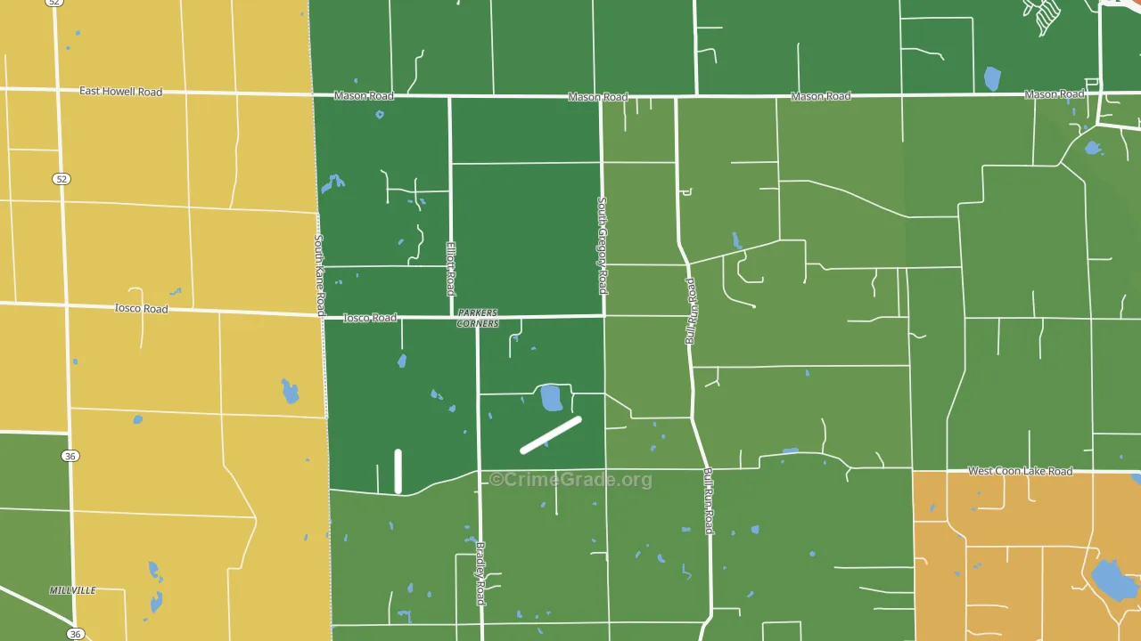 Parkers Corners, MI Map of Murder Rates