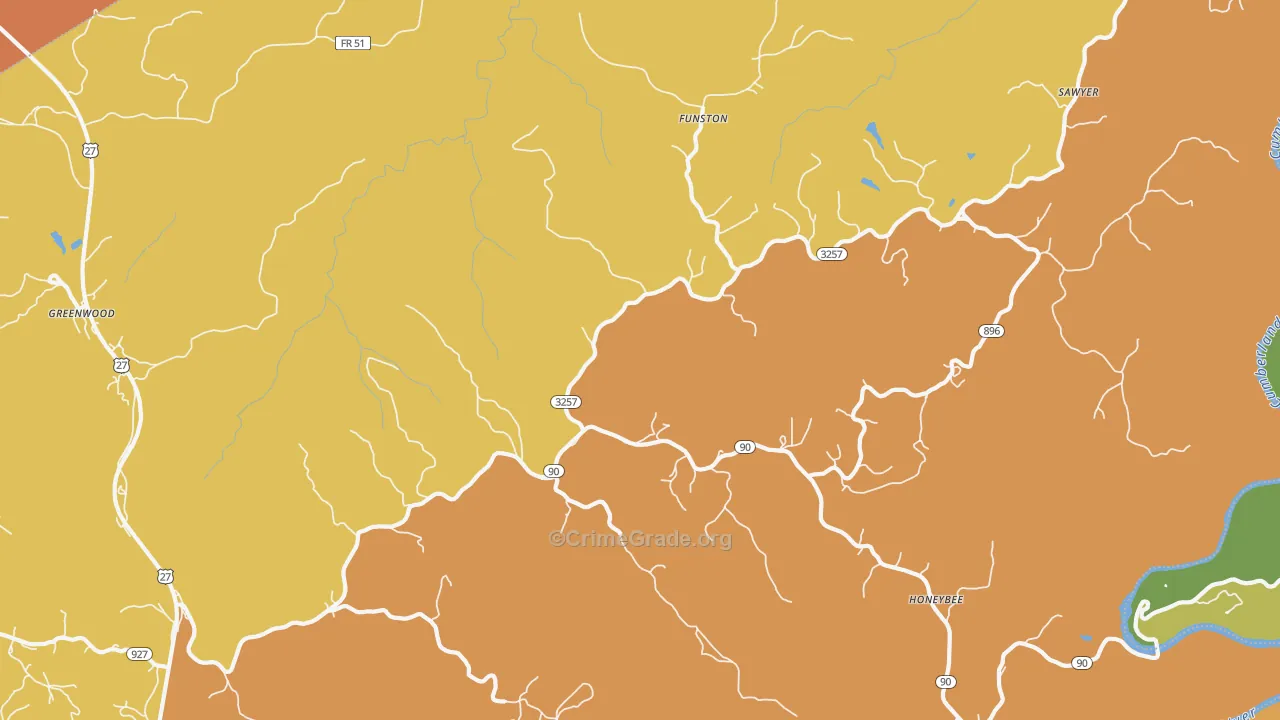 Parkers Lake, KY Map of Murder Rates