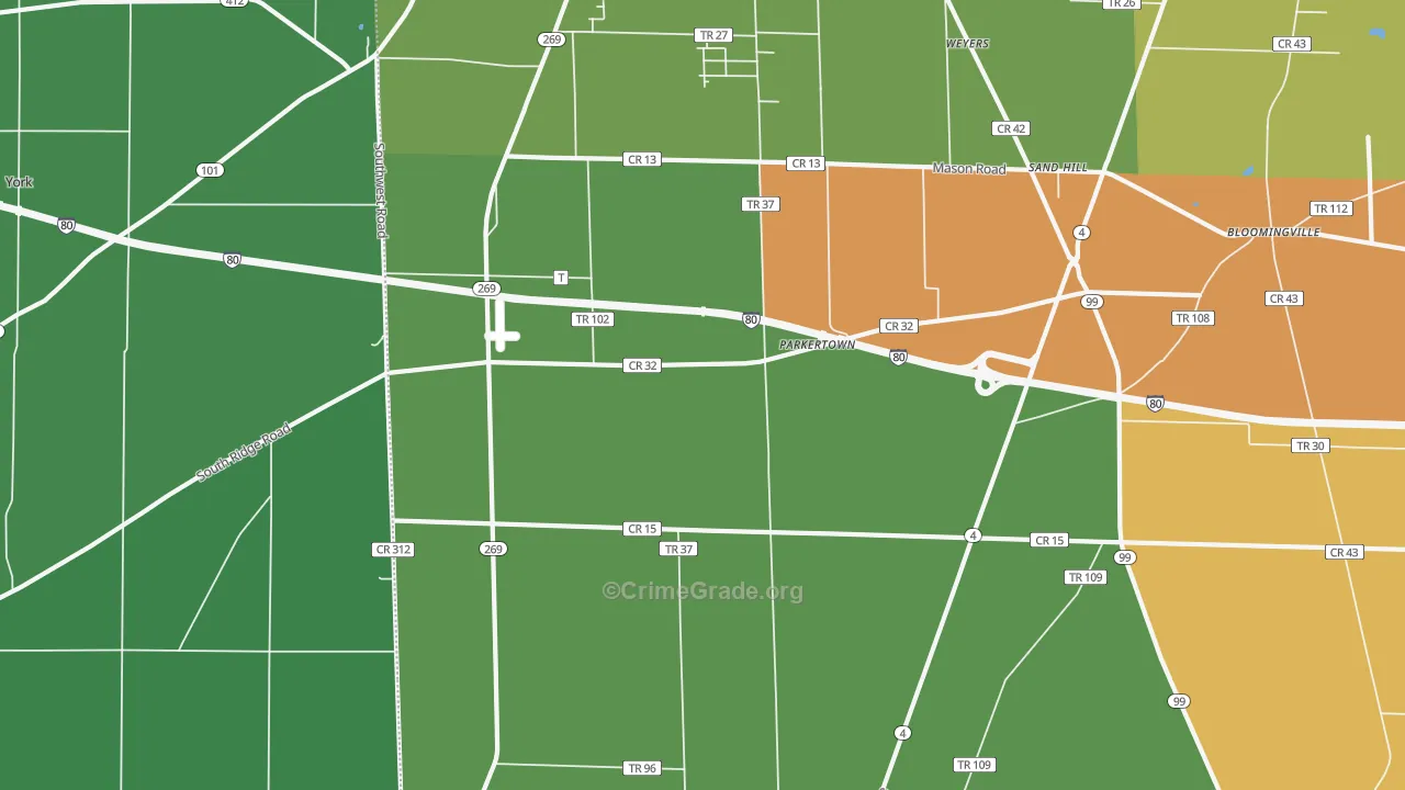 Parkertown, OH Map of Murder Rates