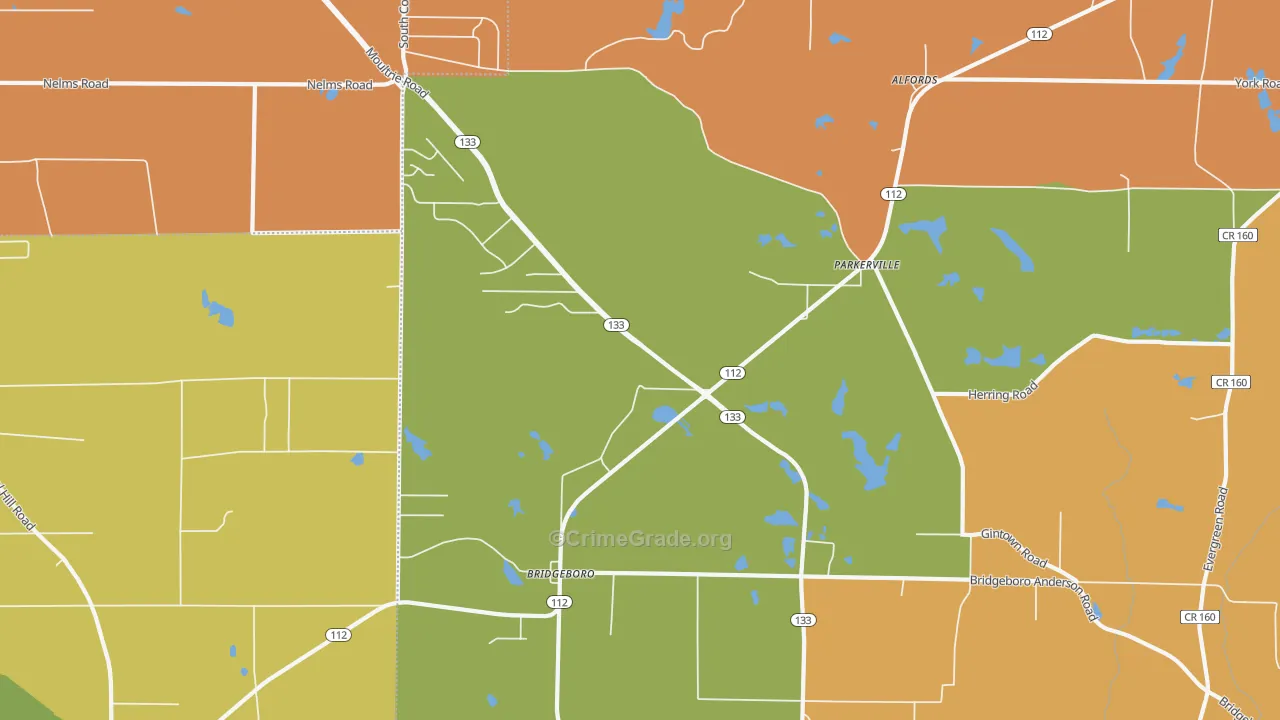 Parkerville, GA Map of Murder Rates