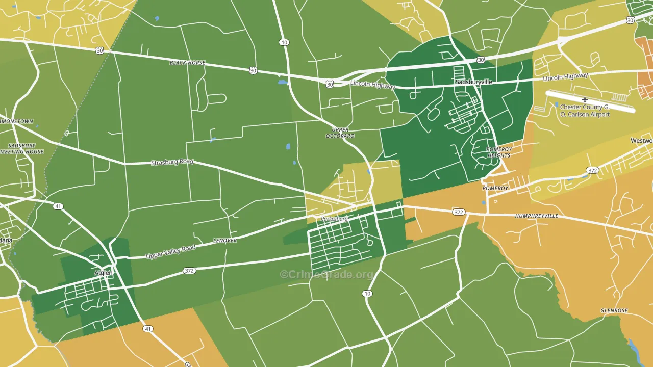 Parkesburg, PA Map of Murder Rates