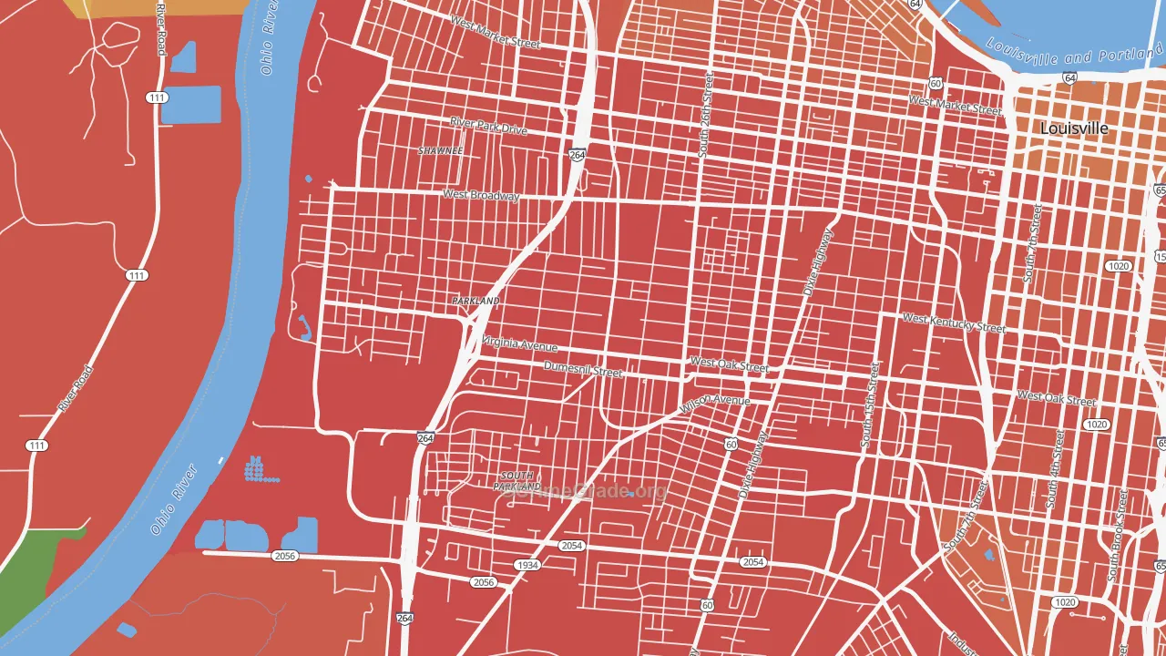 Parkland, Louisville, KY Map of Murder Rates