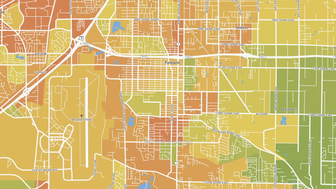 Parkland, WA Map of Murder Rates
