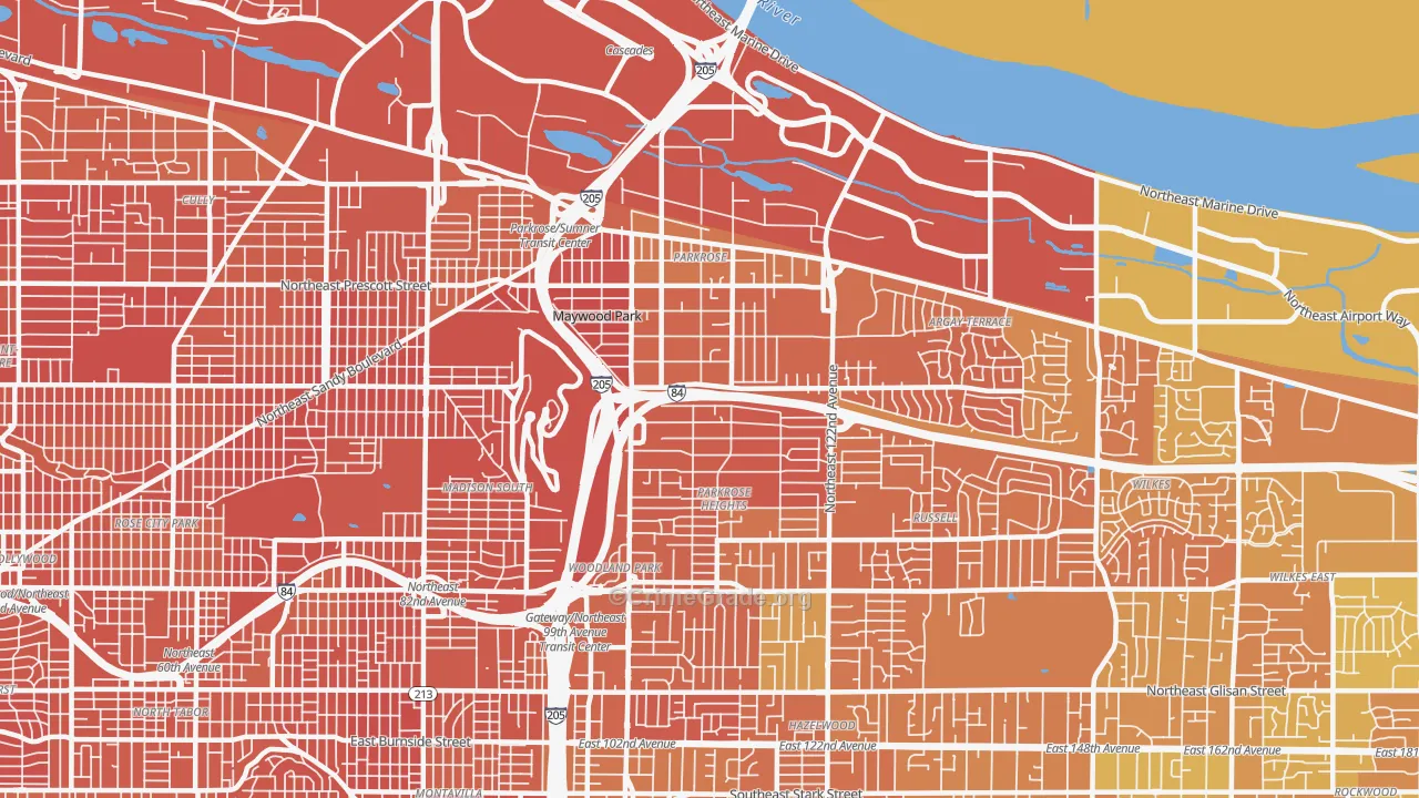 Parkrose, Portland, OR Map of Murder Rates